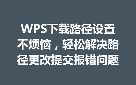 WPS下载路径设置不烦恼，轻松解决路径更改提交报错问题 一