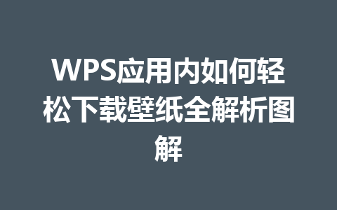 WPS应用内如何轻松下载壁纸全解析图解 WPS应用内如何轻松下载壁纸全解析图解 一