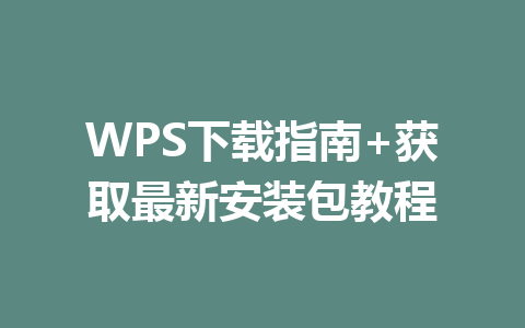 WPS下载指南+获取最新安装包教程 WPS下载指南+获取最新安装包教程 一