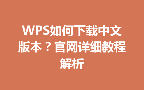 WPS如何下载中文版本？官网详细教程解析 一